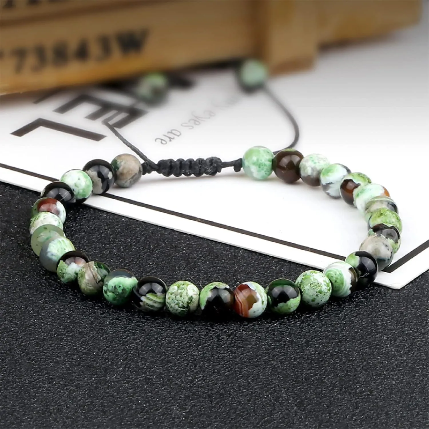 Adjustable 6mm Beads Bracelet Natural Agates Onyx Tiger Eye Lava Stone Woven Bracelets for Women Men Handmade Yoga Jewelry Gift