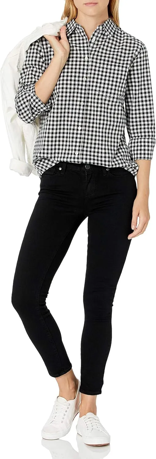 Amazon Essentials Women's Classic-Fit 3/4 Sleeve Poplin Shirt