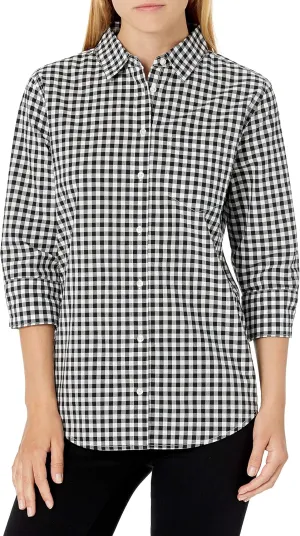 Amazon Essentials Women's Classic-Fit 3/4 Sleeve Poplin Shirt