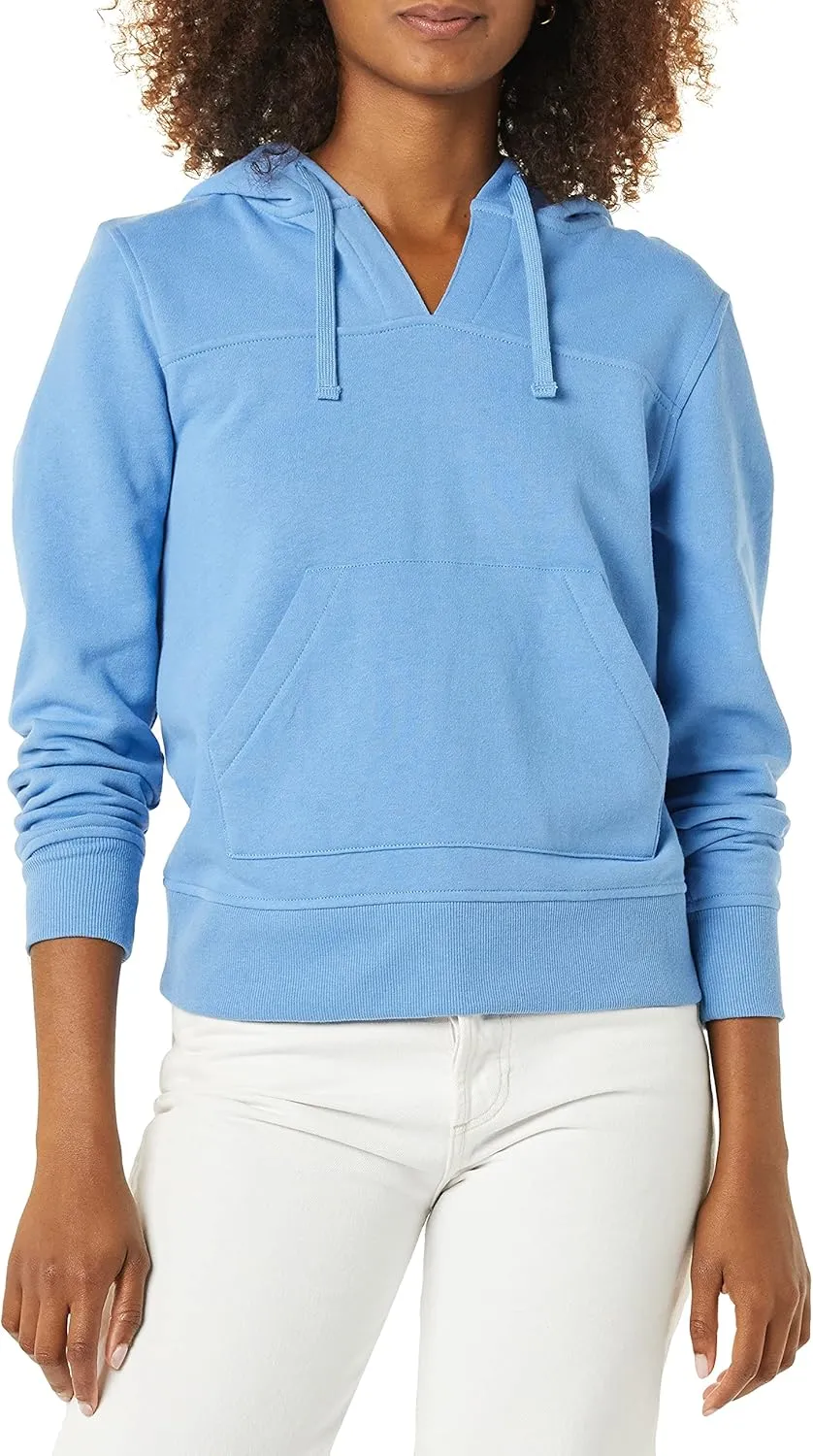 Amazon Essentials Women's Classic-Fit Long-Sleeve Open V-Neck Hooded Sweatshirt - Discontinued Colors