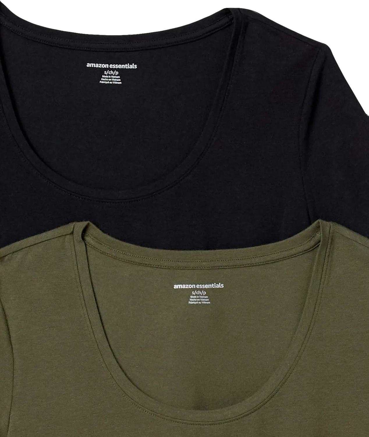 Amazon Essentials Women's Classic-Fit Short-Sleeve Scoop Neck T-Shirt (Available in Plus Size), Pack of 2