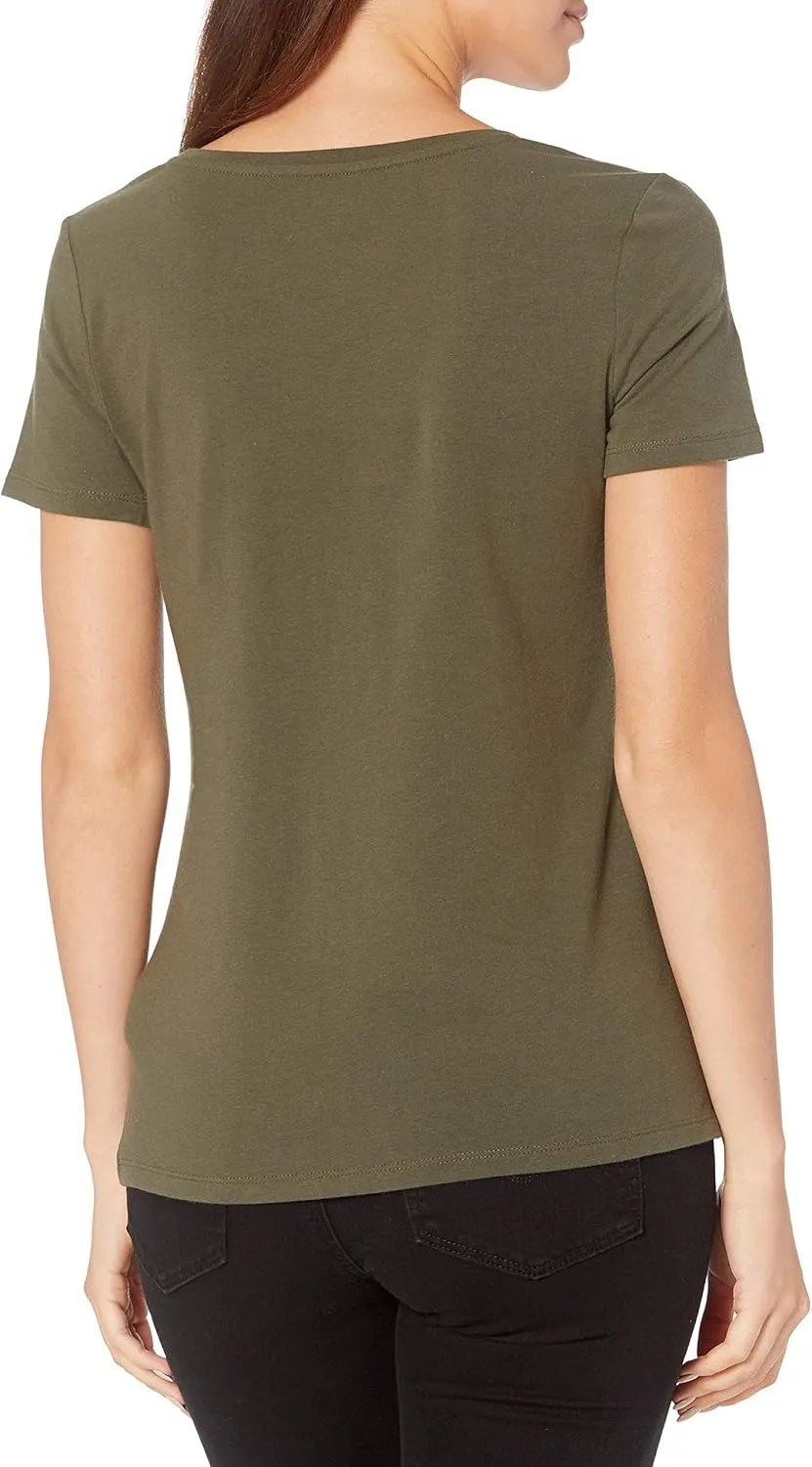Amazon Essentials Women's Classic-Fit Short-Sleeve Scoop Neck T-Shirt (Available in Plus Size), Pack of 2