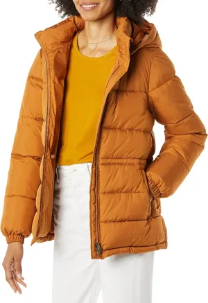 Amazon Essentials Women's Heavyweight Quilted Hooded Puffer Winter Jacket with Adjustable Waist