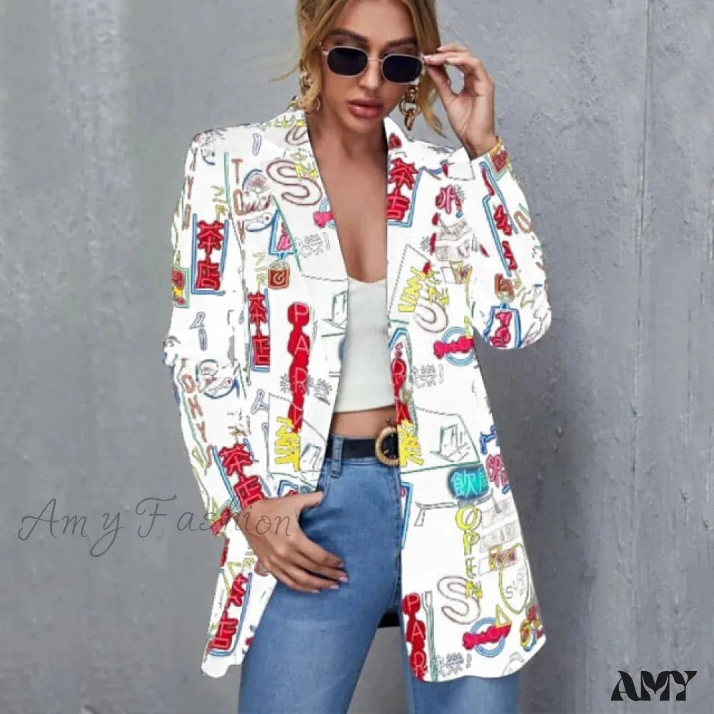 Amy Fashion - Irregular Printing Blazer