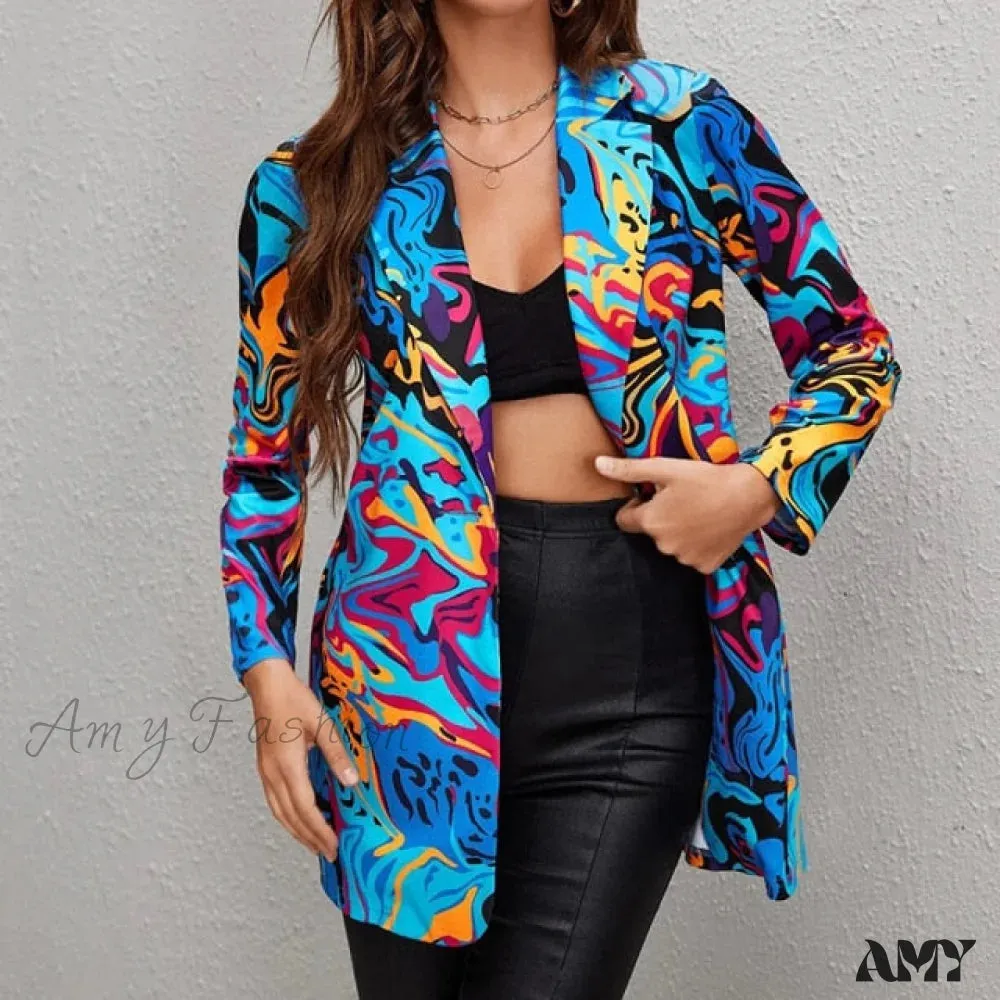 Amy Fashion - Irregular Printing Blazer