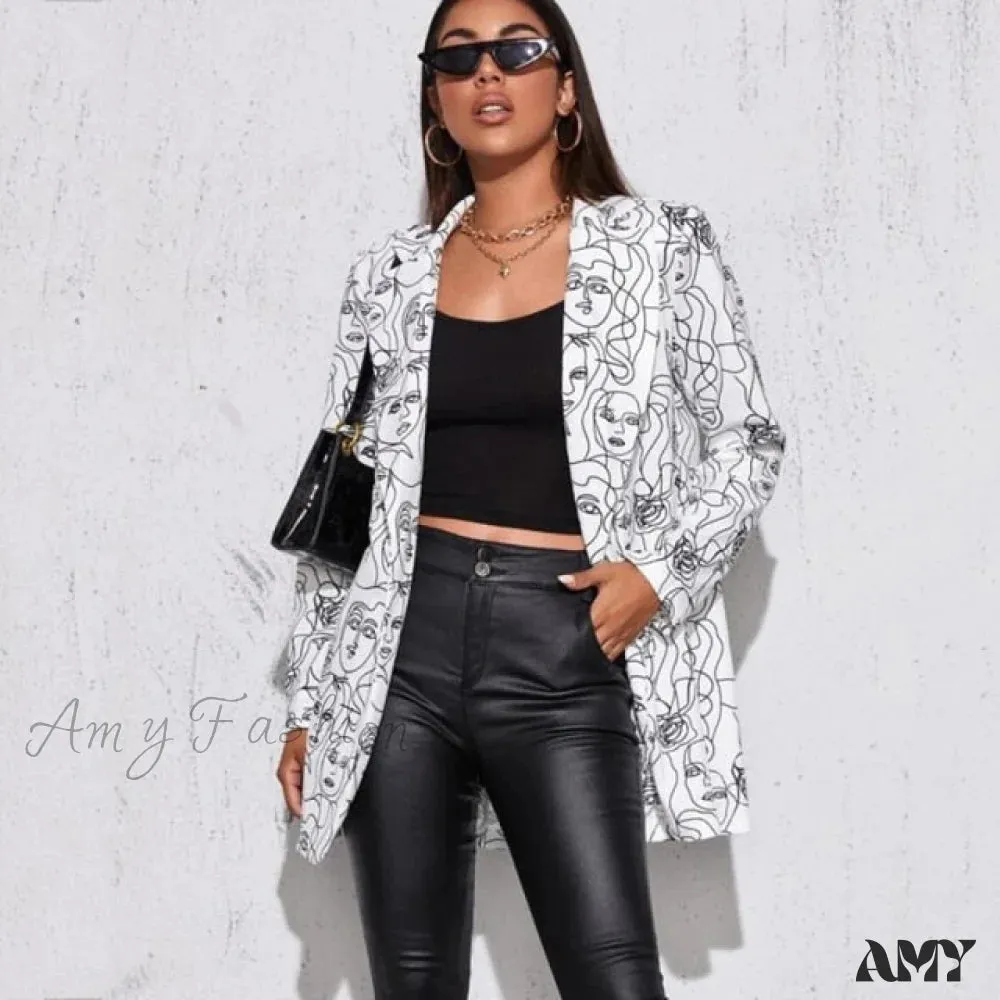 Amy Fashion - Irregular Printing Blazer