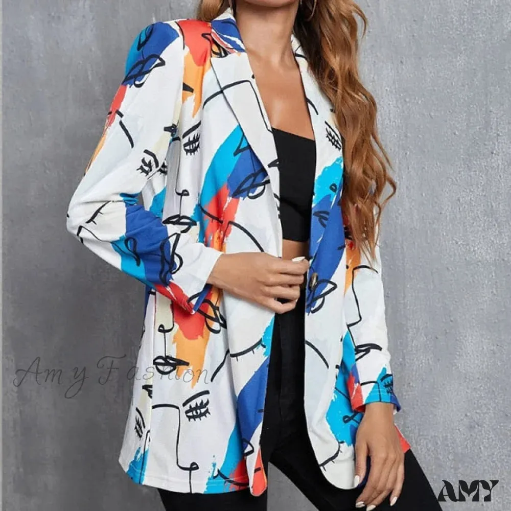 Amy Fashion - Irregular Printing Blazer