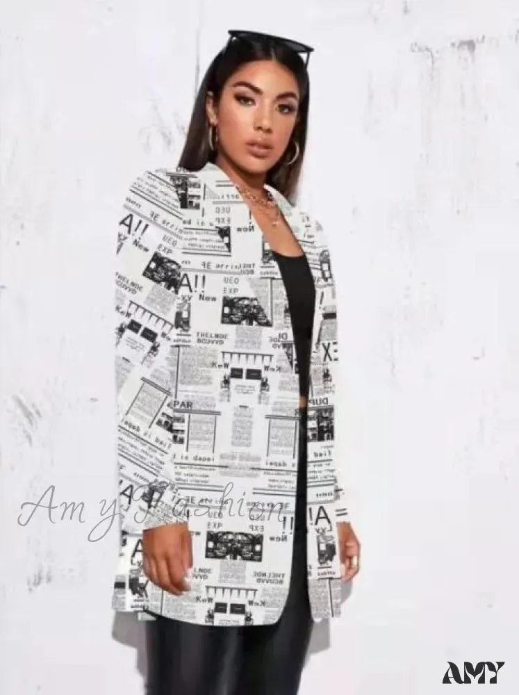 Amy Fashion - Irregular Printing Blazer