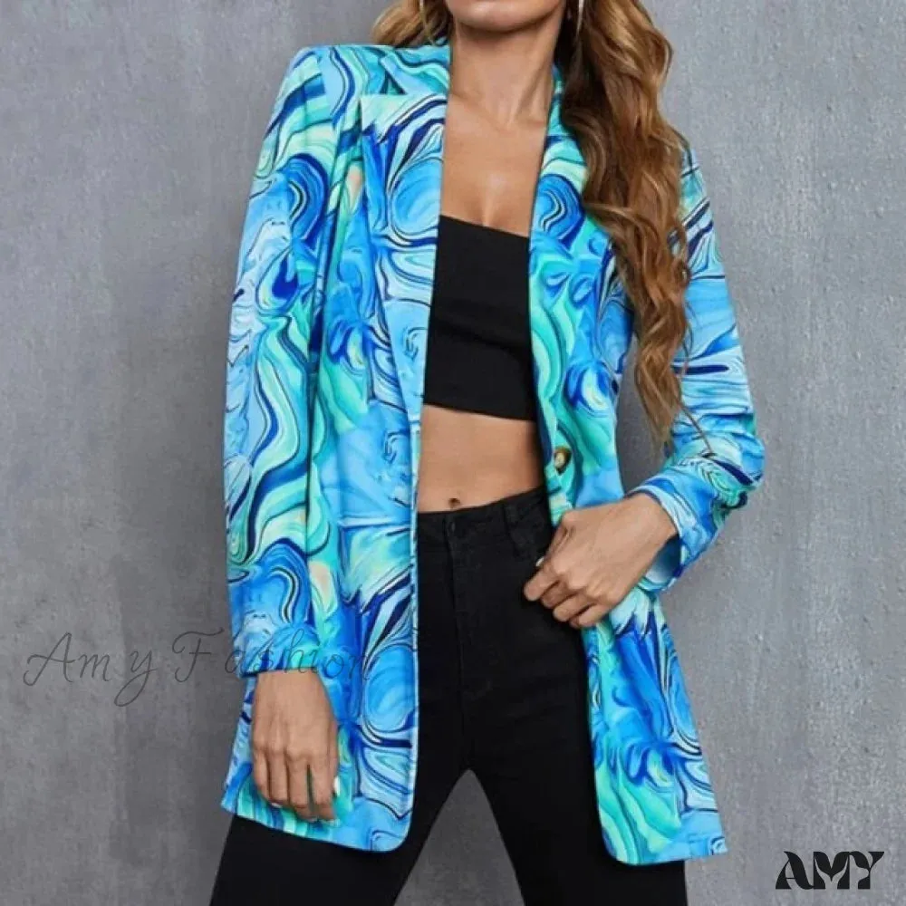 Amy Fashion - Irregular Printing Blazer