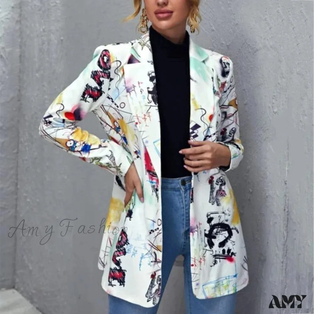 Amy Fashion - Irregular Printing Blazer
