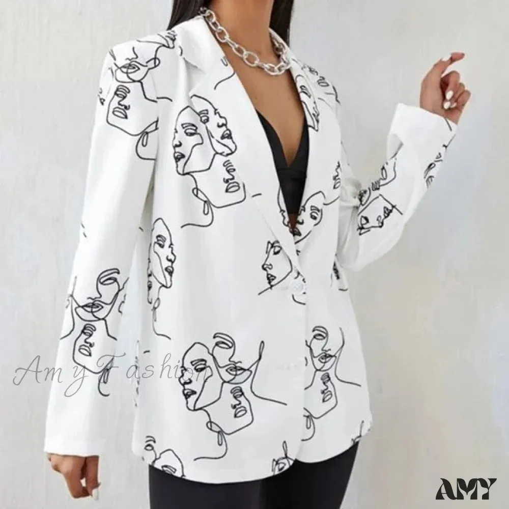 Amy Fashion - Irregular Printing Blazer