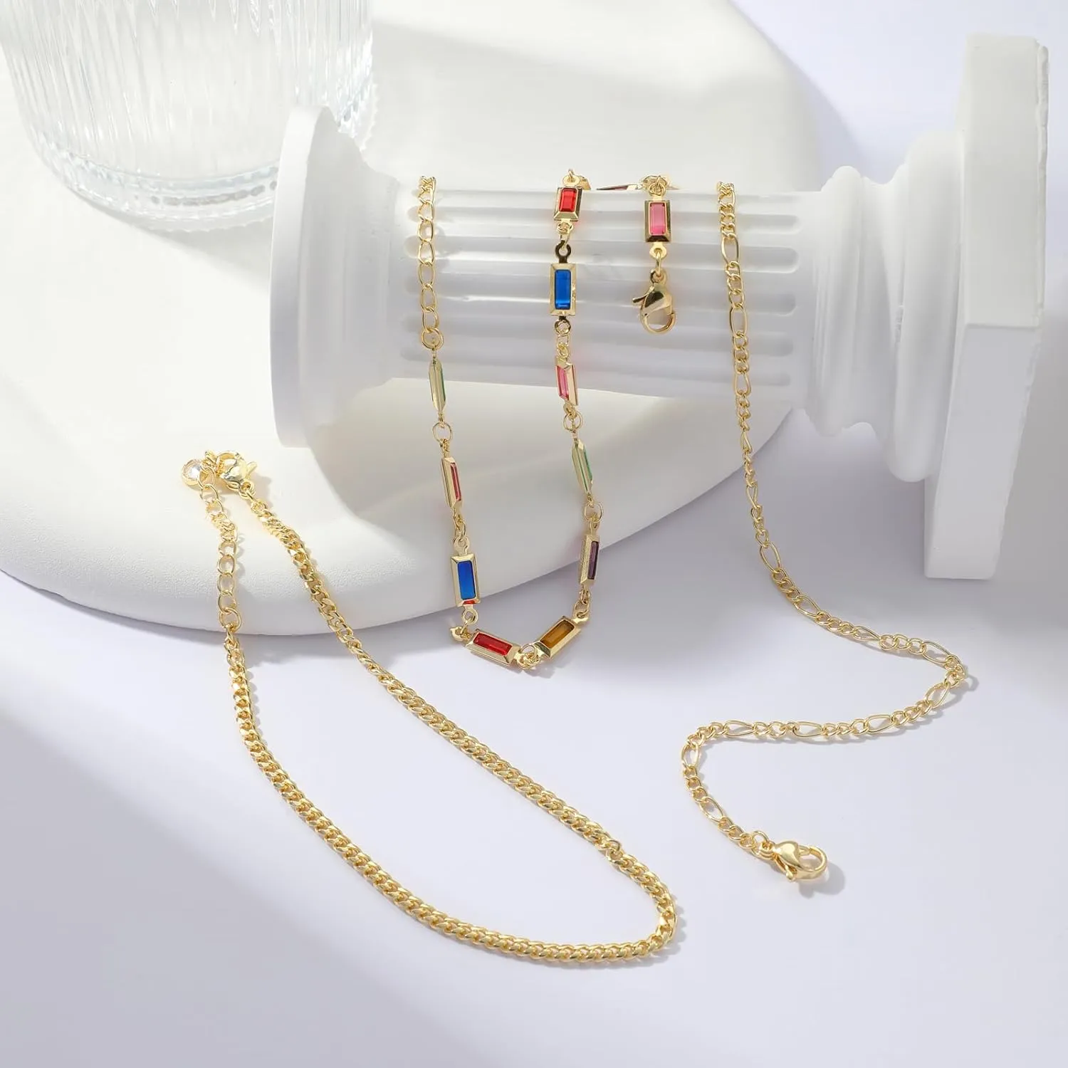 Anklets for Women 14K Real Gold Silver Plated Ankle Bracelets Trendy Waterproof Boho Anklets Set Adjustable Dainty Cute Diamond Beaded Heart Non Tarnish Summer Beach Jewelry Gift