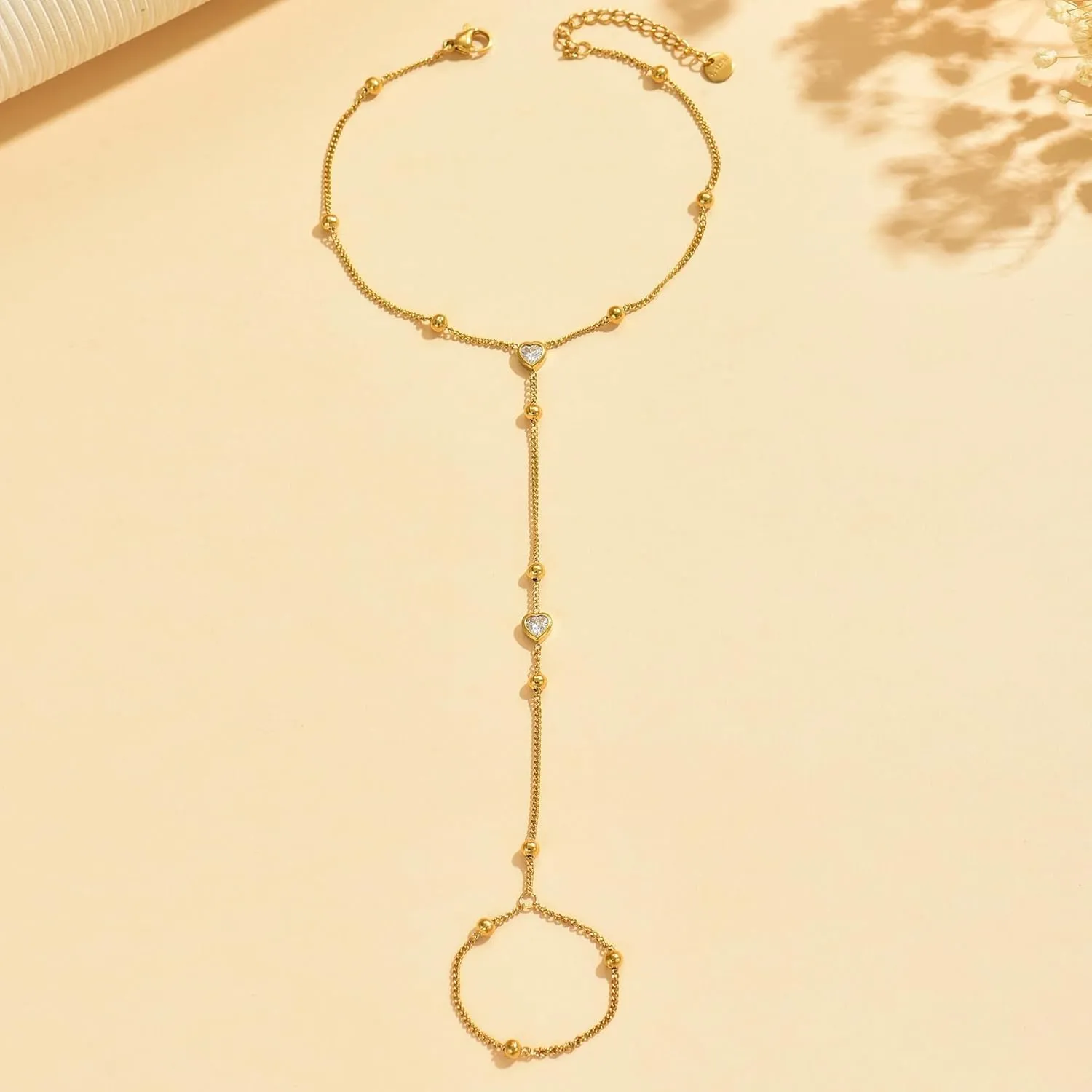 Anklets for Women Waterproof 18K Gold Plated Pearl Beaded Heart Diamond Ankle Bracelets Dainty Toe Ring Foot Chain Anklets Beach Jewelry Gifts