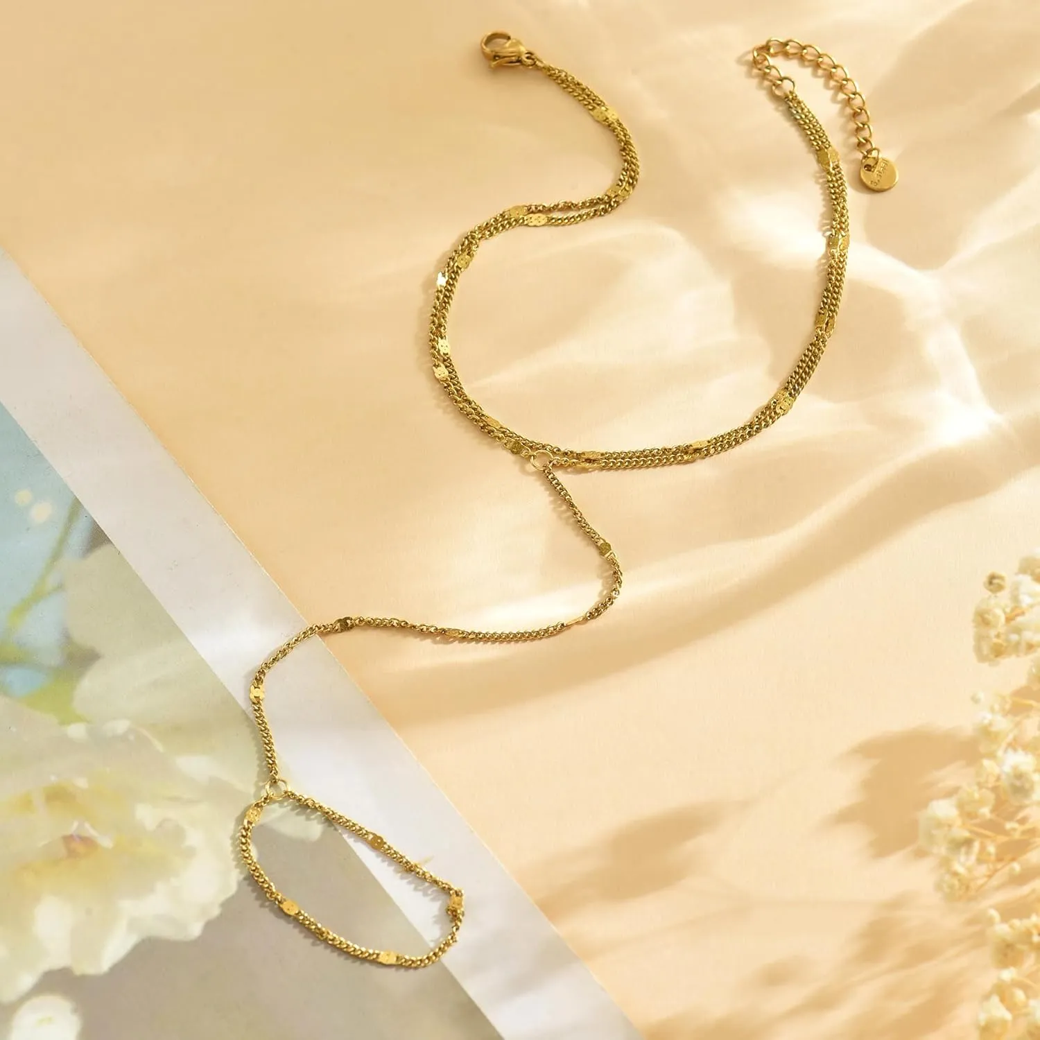 Anklets for Women Waterproof 18K Gold Plated Pearl Beaded Heart Diamond Ankle Bracelets Dainty Toe Ring Foot Chain Anklets Beach Jewelry Gifts