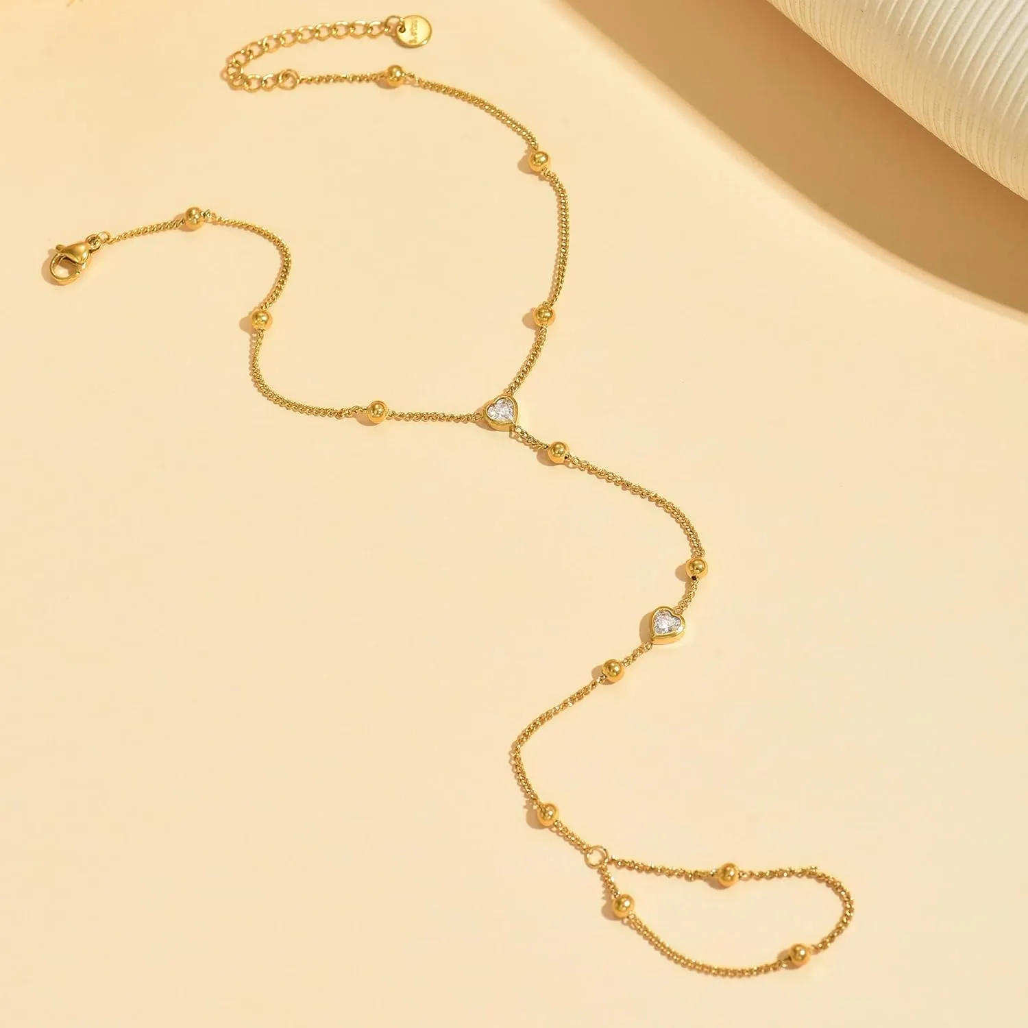 Anklets for Women Waterproof 18K Gold Plated Pearl Beaded Heart Diamond Ankle Bracelets Dainty Toe Ring Foot Chain Anklets Beach Jewelry Gifts