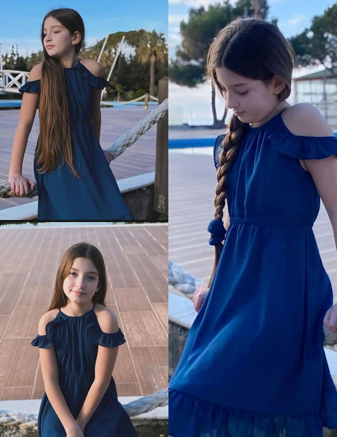 Arshiner Girls Dress Halter Neck Ruffle Sleeveless Formal Party Casual Summer Sundress for 5-14 Years