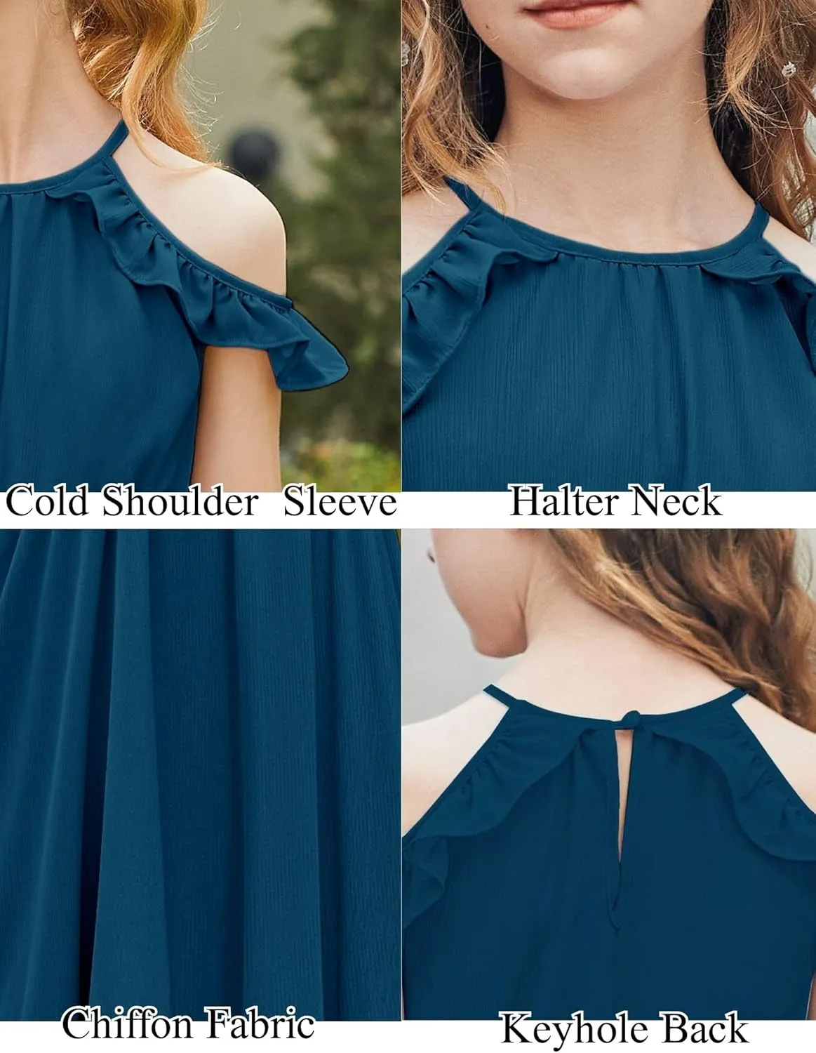 Arshiner Girls Dress Halter Neck Ruffle Sleeveless Formal Party Casual Summer Sundress for 5-14 Years