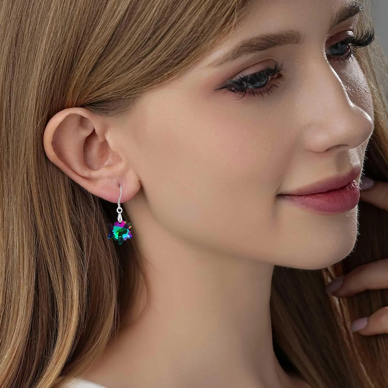 Austrian Crystal Snowflake Drop Dangle Earrings for Women 925 Sterling Silver Hook Hypoallergenic Jewelry Christmas Gift