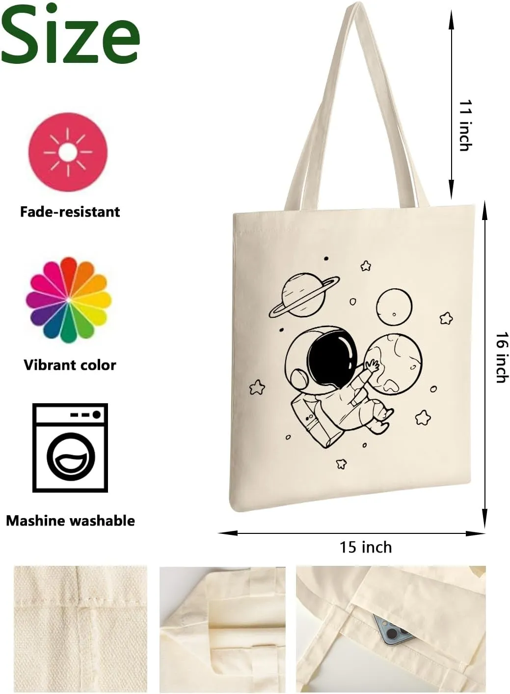 AUSVKAI Canvas Tote Bag Aesthetic Cute For Women College Grocery Bag Cotton Cloth Beach Totes Gift