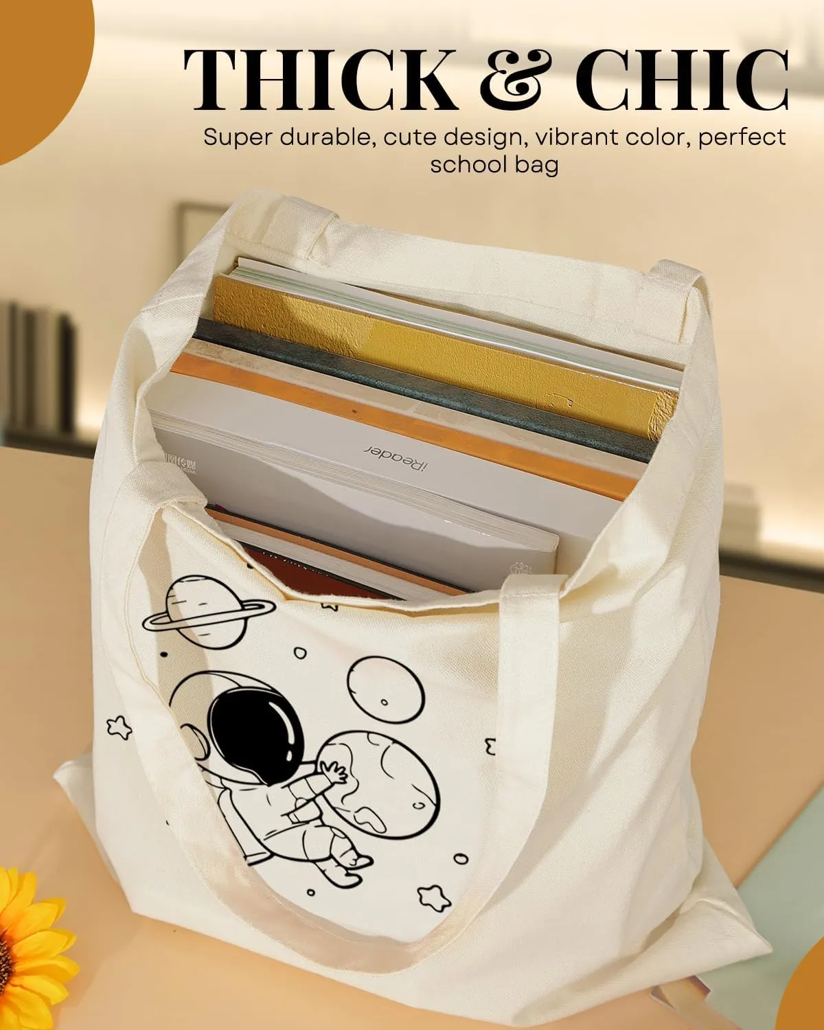 AUSVKAI Canvas Tote Bag Aesthetic Cute For Women College Grocery Bag Cotton Cloth Beach Totes Gift