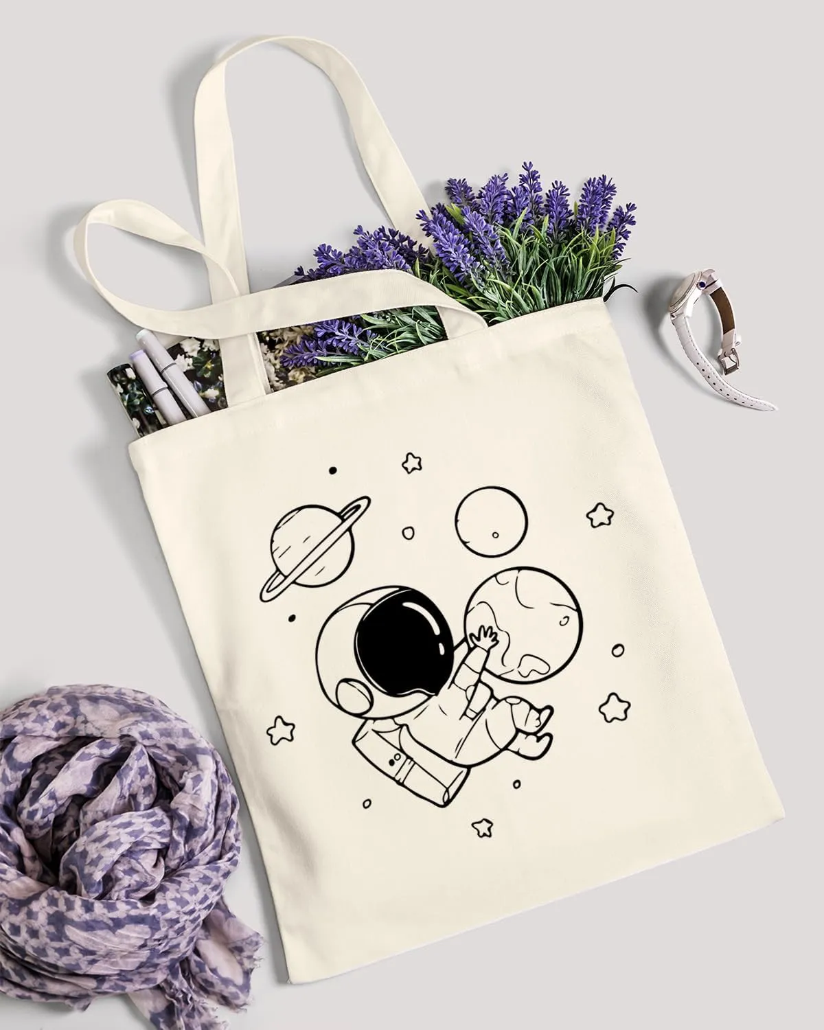 AUSVKAI Canvas Tote Bag Aesthetic Cute For Women College Grocery Bag Cotton Cloth Beach Totes Gift
