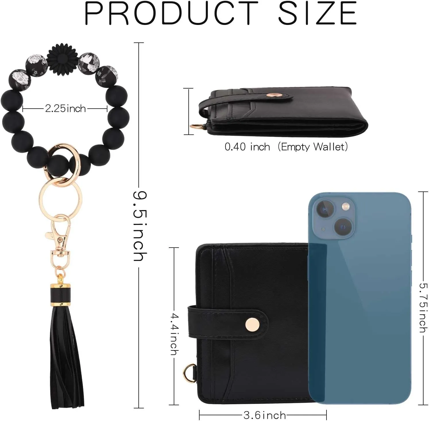 BAOSIWA Wristlet Wallets for Women, Small Keychain Wallets Woman RFID Blocking Bifold Credit Card Holder with Zipper Coin Pocket,ID Window