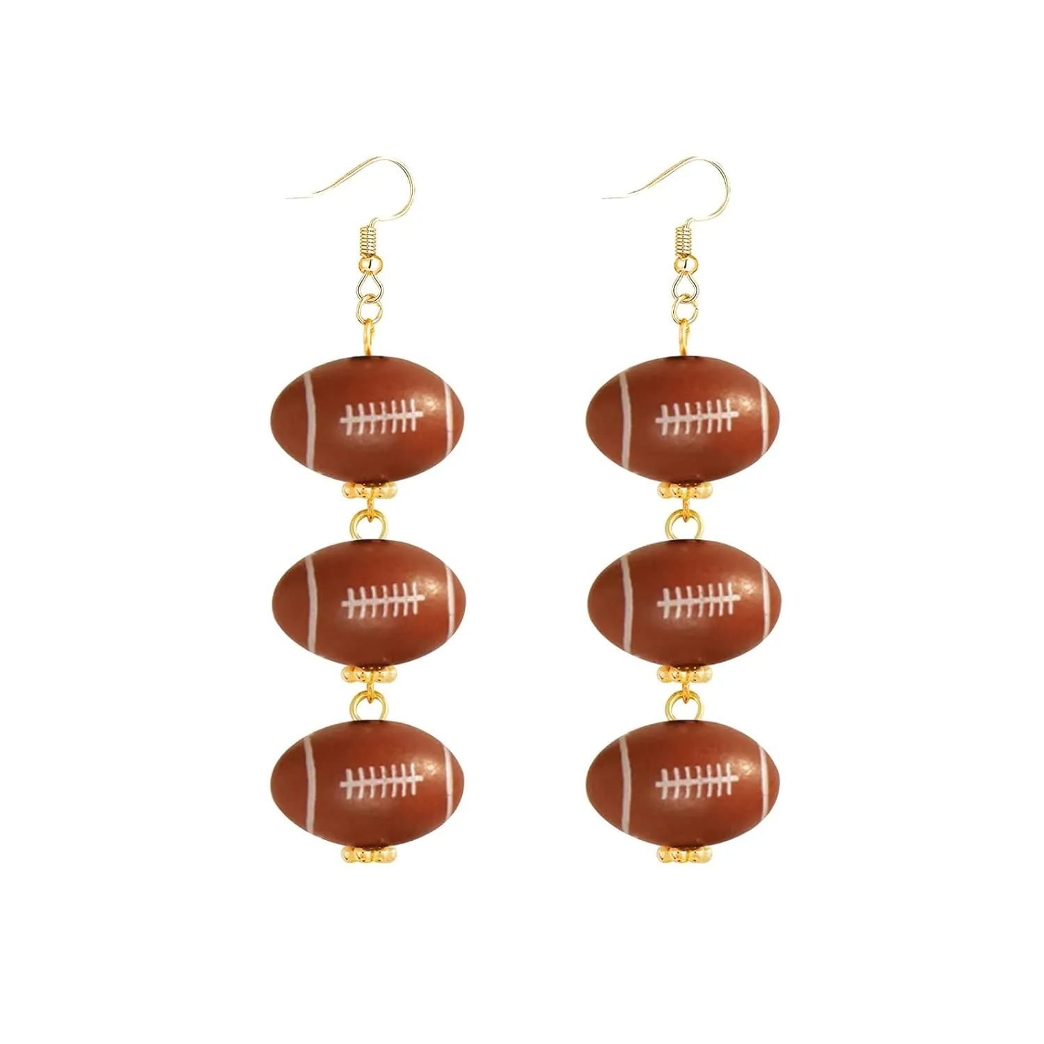 Baseball Football Rugby Soccer Earrings Layered Ball Drop Dangle Earrings Three Sport Ball Earrings for Women Girls Fans (Football)