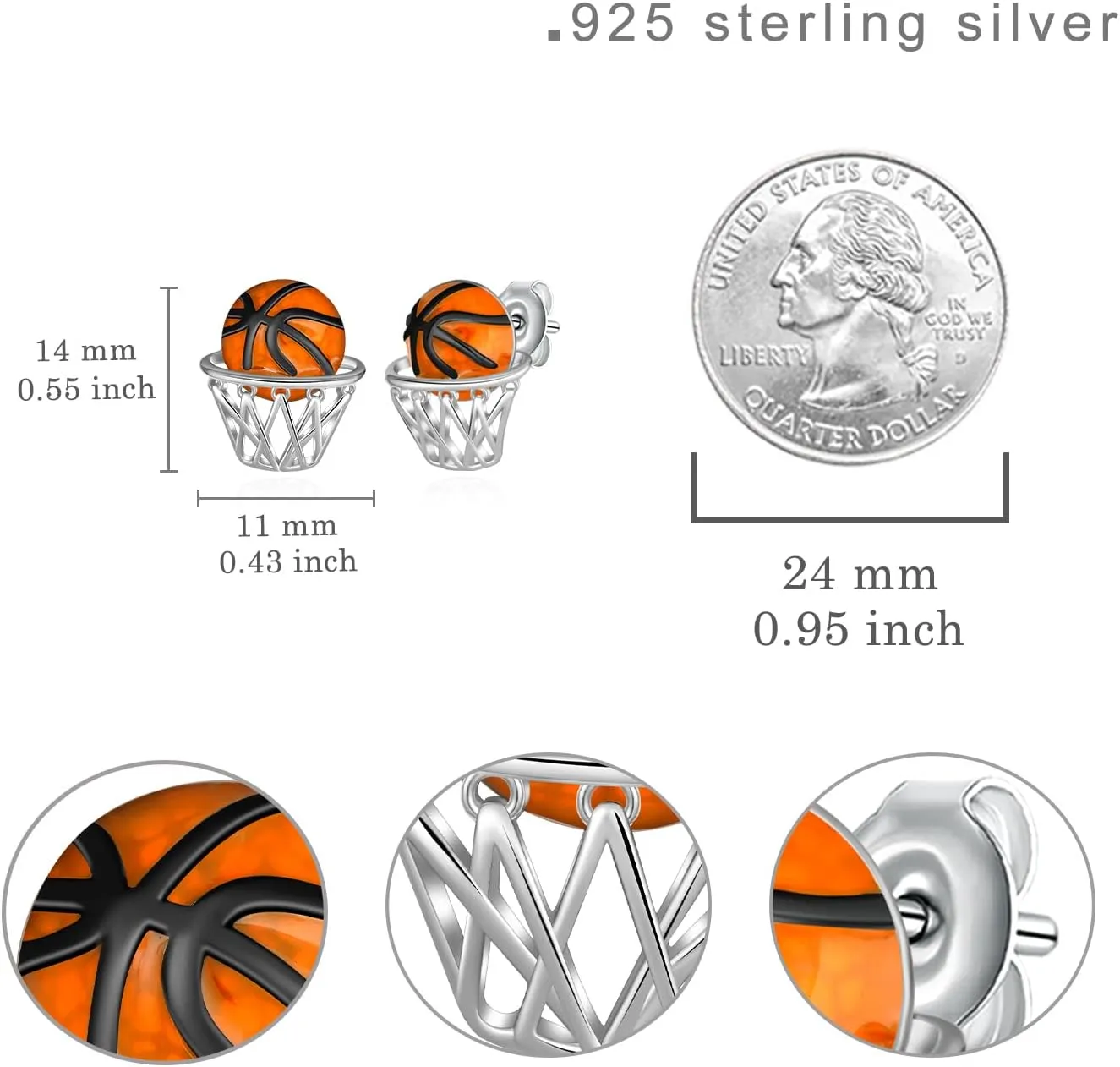 Baseball/Pcikleball/Basketball Earrings S925 Sterling Sliver Sport Earrings for Women Sport Jewelry Gifts for Women Sports Fans and Sports Players