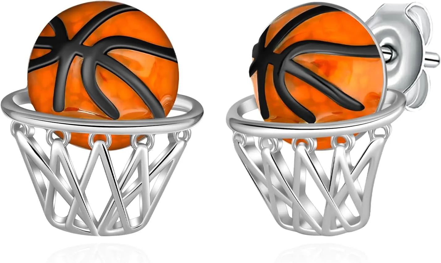 Baseball/Pcikleball/Basketball Earrings S925 Sterling Sliver Sport Earrings for Women Sport Jewelry Gifts for Women Sports Fans and Sports Players