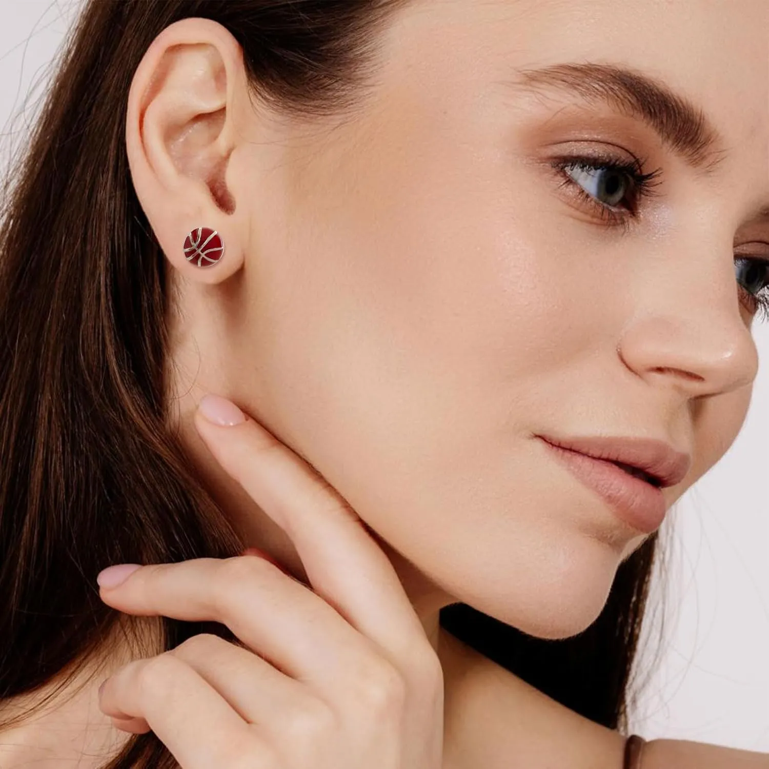 Basketball Earrings for Girls, Sterling Silver Sport Stud Earrings for Women, Hypoallergenic Basketball Earrings Sports Earrings for Teen Girls Fan Gifts Sport Lover Holiday Party Game Jewelry