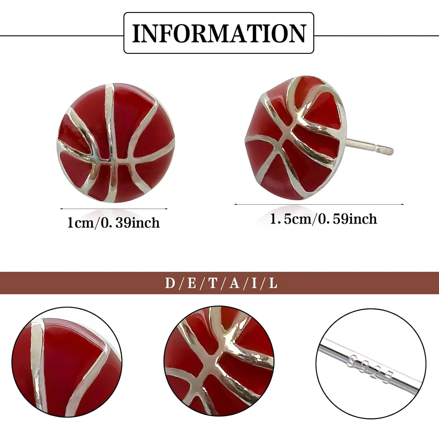 Basketball Earrings for Girls, Sterling Silver Sport Stud Earrings for Women, Hypoallergenic Basketball Earrings Sports Earrings for Teen Girls Fan Gifts Sport Lover Holiday Party Game Jewelry