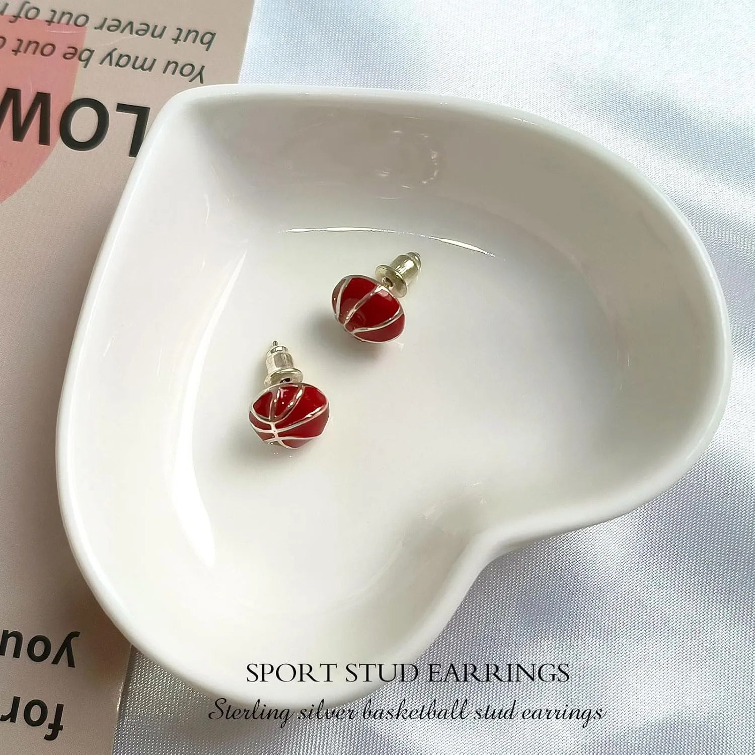 Basketball Earrings for Girls, Sterling Silver Sport Stud Earrings for Women, Hypoallergenic Basketball Earrings Sports Earrings for Teen Girls Fan Gifts Sport Lover Holiday Party Game Jewelry