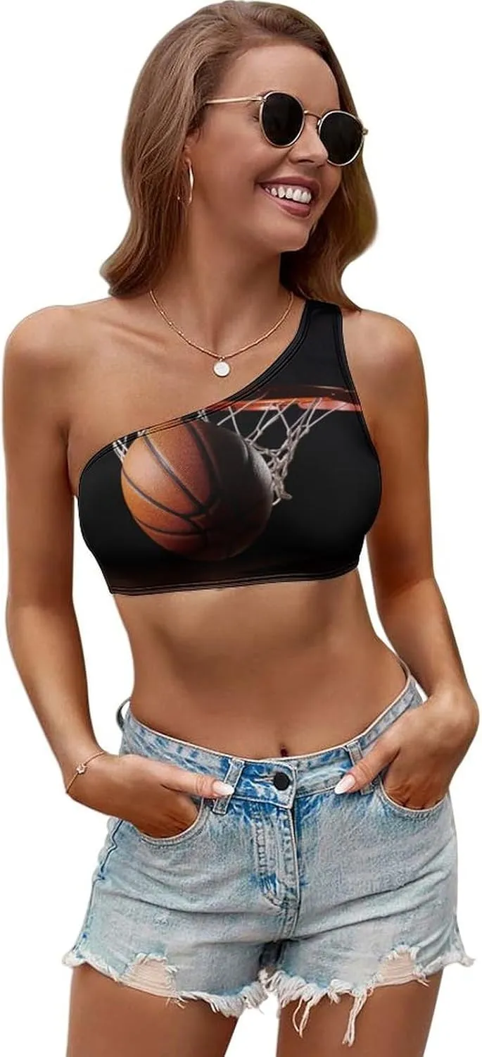Basketball Seamless One Shoulder Sports Bra Asymmetrical Sports One Shoulder Bra for Women