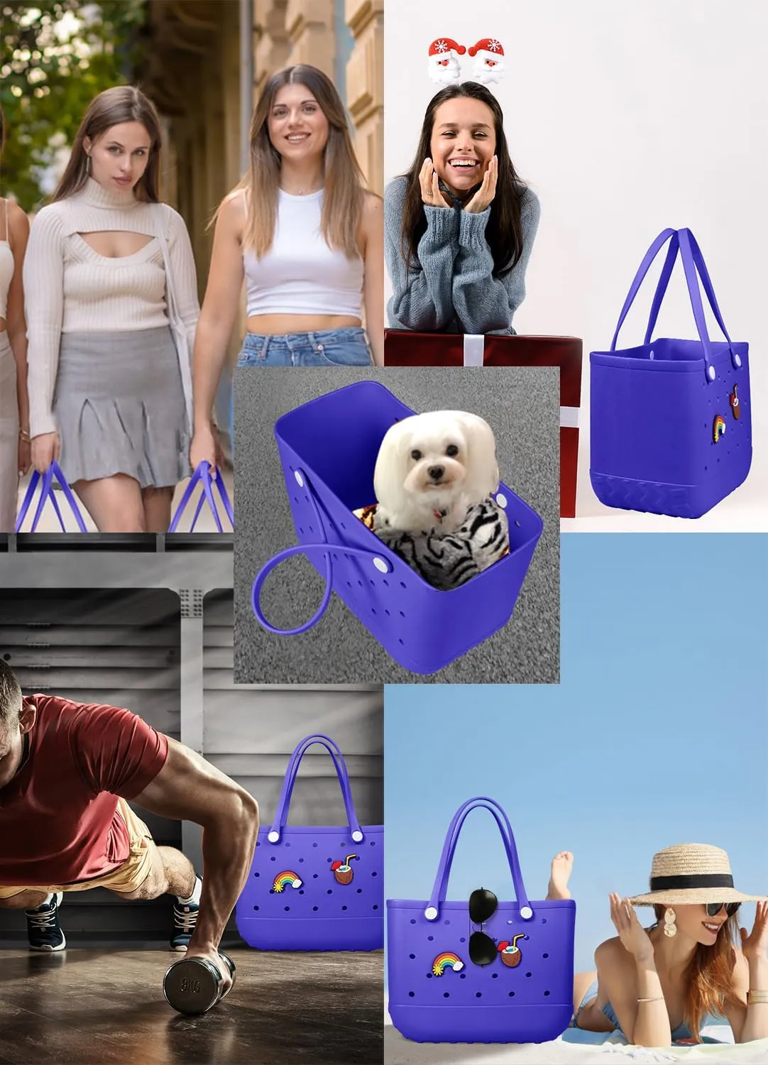 Beach Bag Rubber Tote Bag - Waterproof Travel Bag for Women Washable Tote Bag Handbag for Sports Beach Market Pool
