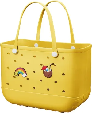 Beach Bag Rubber Tote Bag - Waterproof Travel Bag for Women Washable Tote Bag Handbag for Sports Beach Market Pool