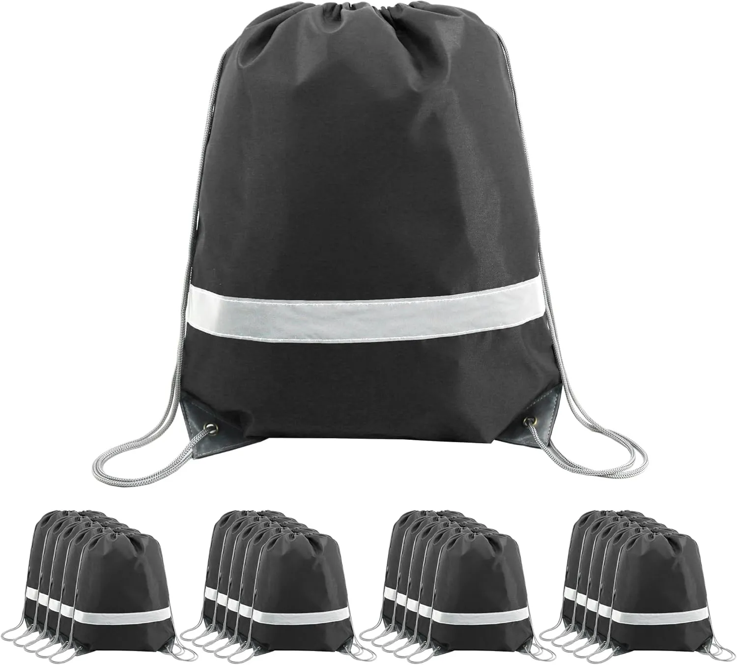 BeeGreen Drawstring Backpack Bags 20,30,50 Packs Reflective String Bags for Gym Sport Trip Cinch Sack DIY for Women Men