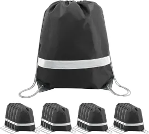 BeeGreen Drawstring Backpack Bags 20,30,50 Packs Reflective String Bags for Gym Sport Trip Cinch Sack DIY for Women Men