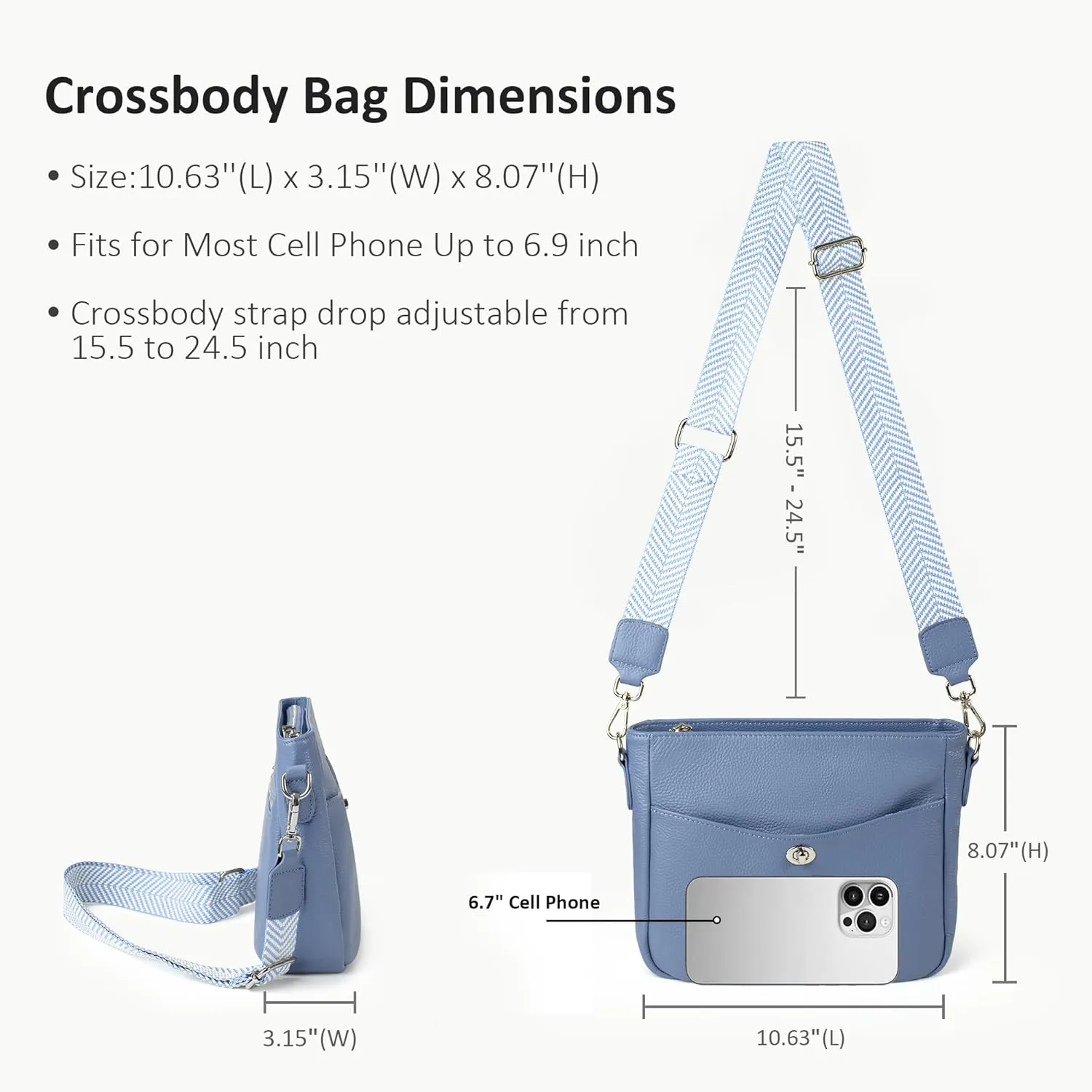 befen Genuine Leather Crossbody Bags for Women, Women's Shoulder Purse Hobo Handbags with Adjustable Wide Strap
