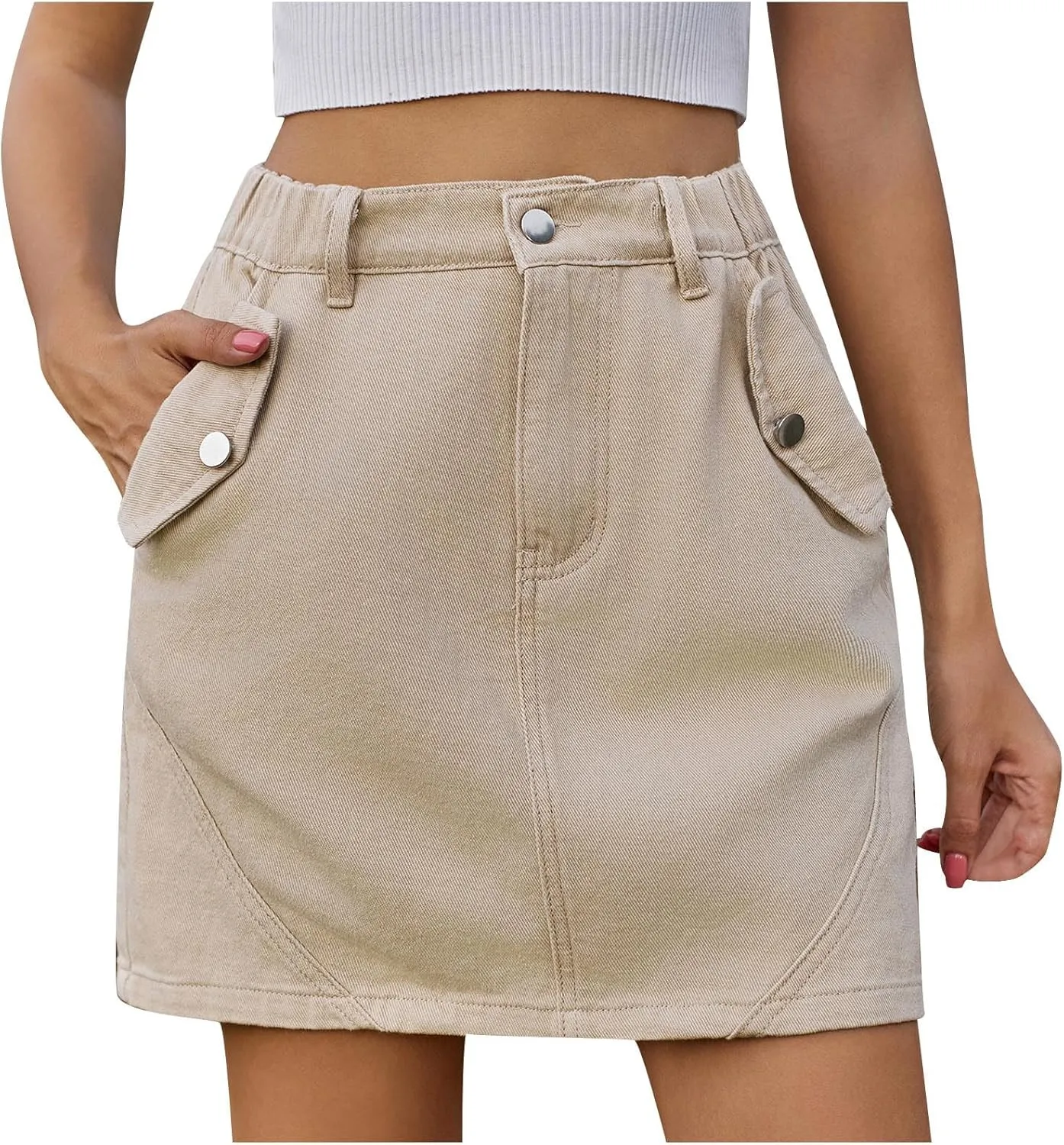 Black Jean Skirt for Women 2024 Summer High Waisted Mini Skirt Drawstring Fashion Teen Girls Y2K Vacation Beach Skirt