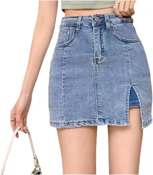 Bloomy Jean Skorts, LookbookStore Jean Skorts for Woman High Waisted Casual Stretchy Denim Skirt Side Split