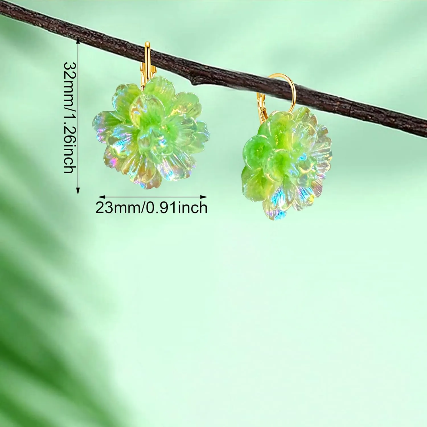 Bohemian Handmade Colorful Resin Flower Floral Camellia Dangle Drop Leverback Earrings For Women