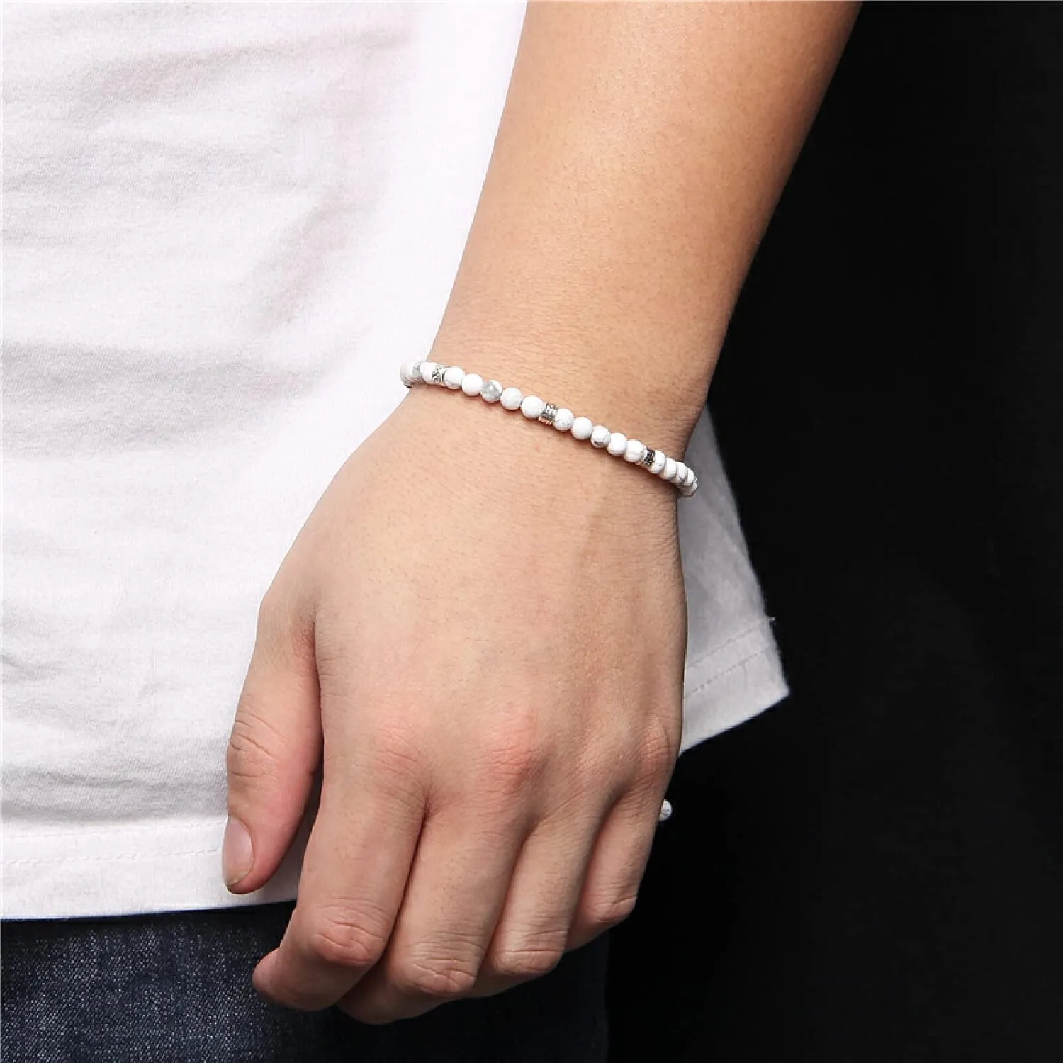 Bracelet Men Beaded Bracelet 4mm Natural Stone Beads Braid Bracelets Women Couples Jewelry Gifts