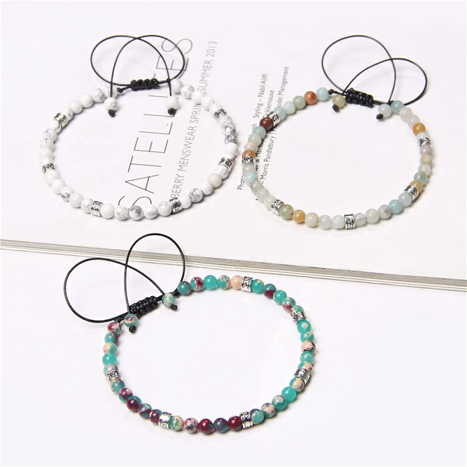 Bracelet Men Beaded Bracelet 4mm Natural Stone Beads Braid Bracelets Women Couples Jewelry Gifts