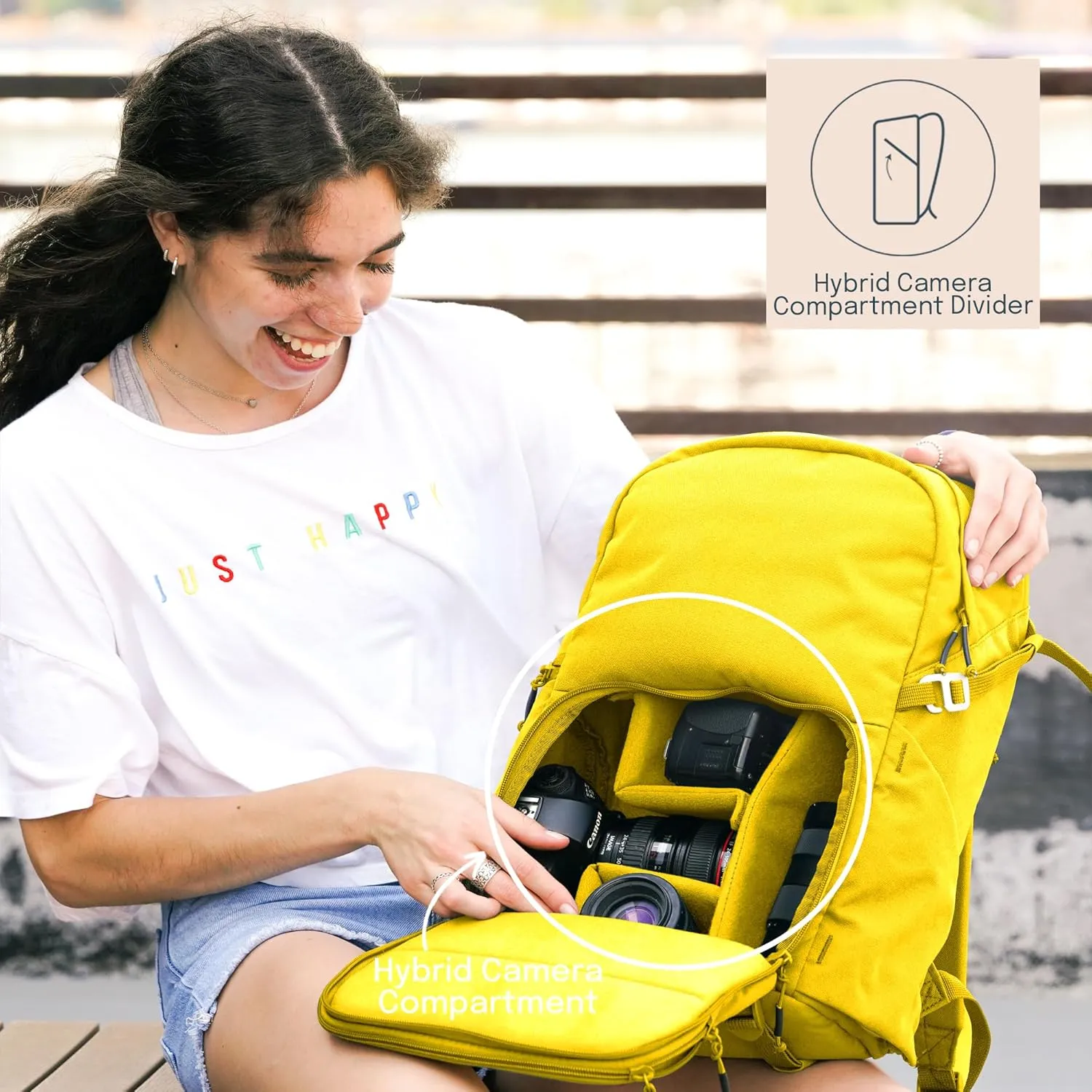 BREVITE - The Jumper - Compact Camera Backpacks for Photographers - A Minimalist & Travel-friendly Photography Backpack Compatible With Both Laptop & DSLR Accessories 18L (Lemon Yellow)
