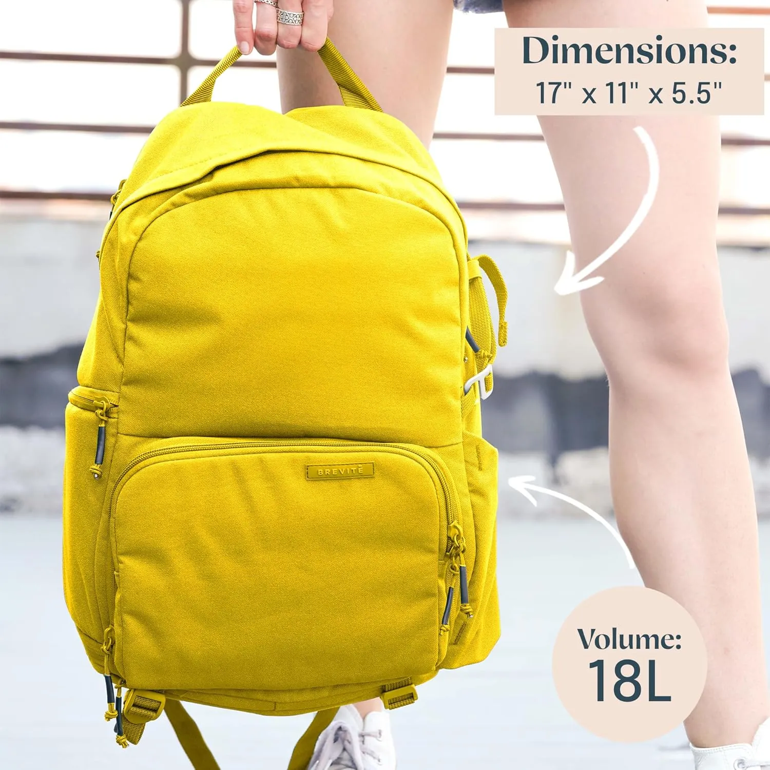 BREVITE - The Jumper - Compact Camera Backpacks for Photographers - A Minimalist & Travel-friendly Photography Backpack Compatible With Both Laptop & DSLR Accessories 18L (Lemon Yellow)