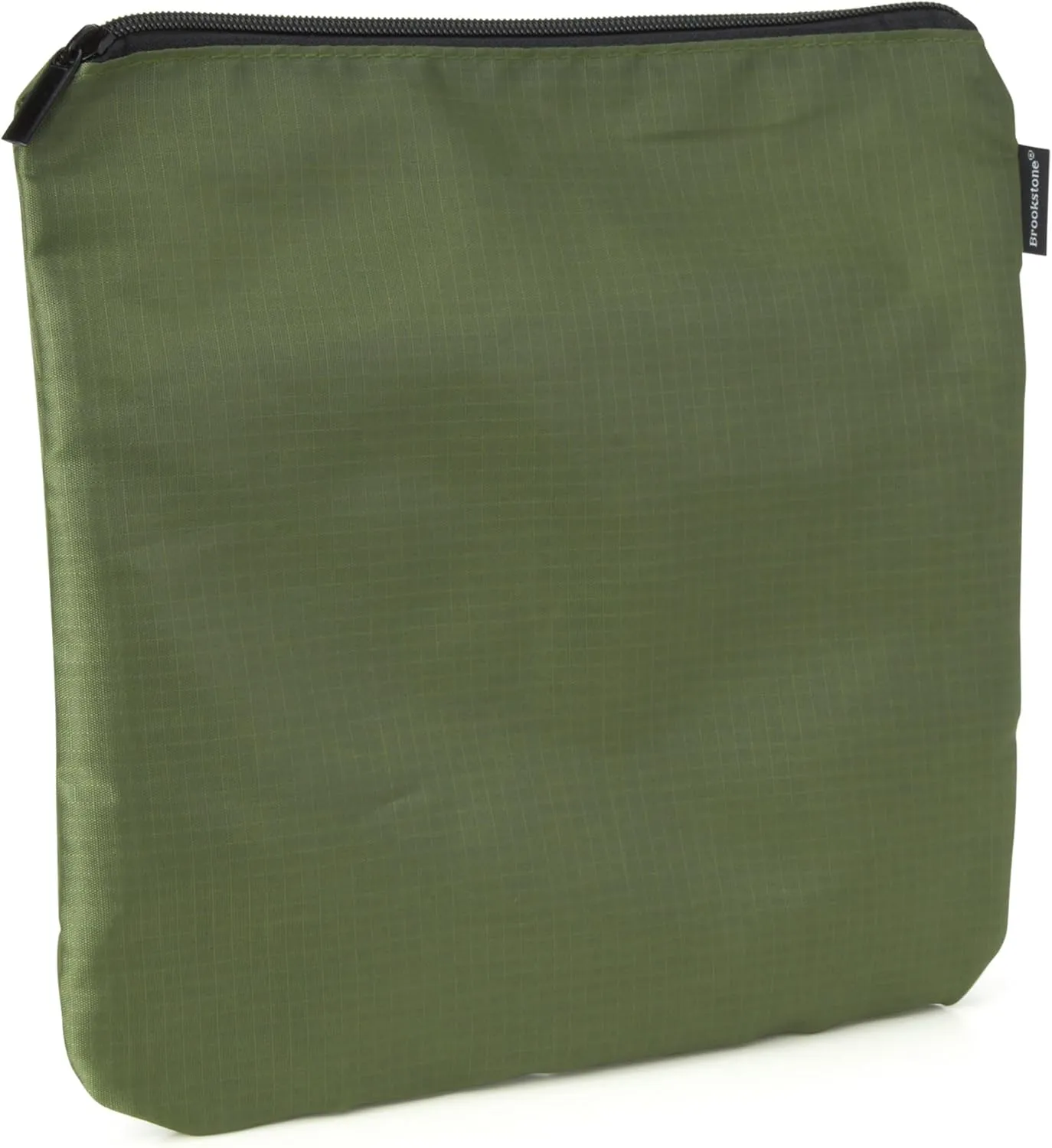 Brookstone Travel Storage Pouch - 3 Piece Flexible and Expandable Travel Zipper Pouch Set for Toiletry, Makeup, and Cosmetics, Olive