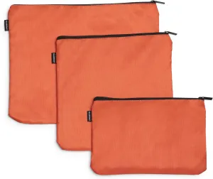 Brookstone Travel Storage Pouch - 3 Piece Flexible and Expandable Travel Zipper Pouch Set for Toiletry, Makeup, and Cosmetics, Size One Size, Orange