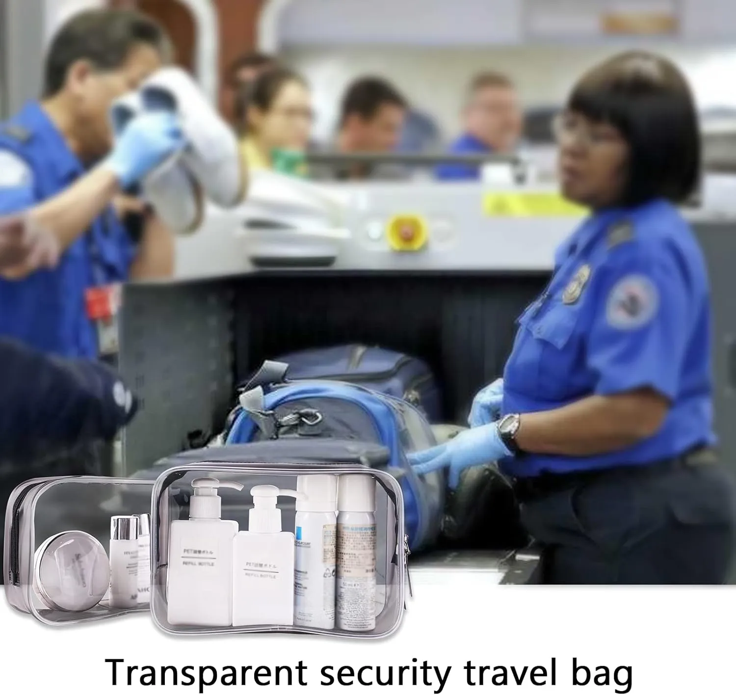 Buminee Clear Travel Bags for Toiletries, Lightweight Toiletry Bag, 2 Pack Multipurpose Transparent TSA Cosmetic Bag