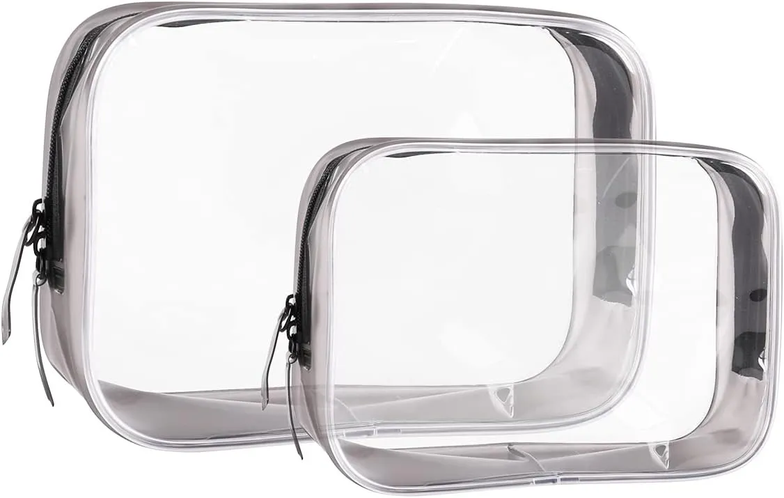 Buminee Clear Travel Bags for Toiletries, Lightweight Toiletry Bag, 2 Pack Multipurpose Transparent TSA Cosmetic Bag