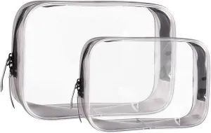 Buminee Clear Travel Bags for Toiletries, Lightweight Toiletry Bag, 2 Pack Multipurpose Transparent TSA Cosmetic Bag